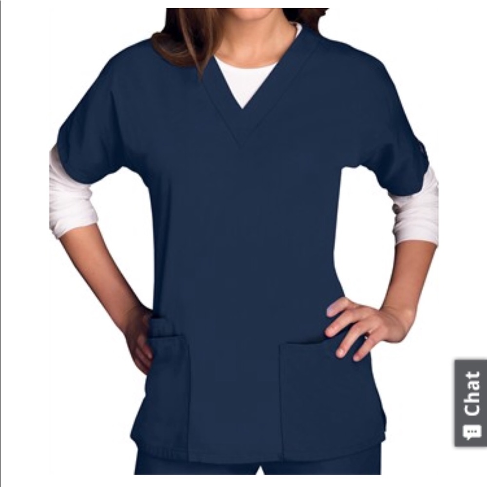 2 New Cherokee Workwear Navy scrub tops in Medium